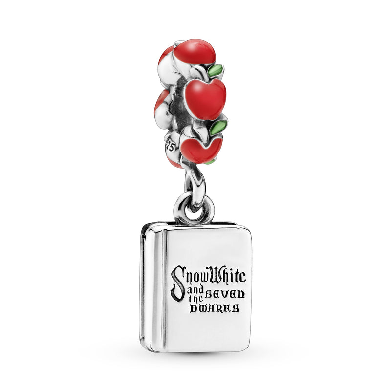 Disney Snow White & the Seven Dwarfs book silver openable dangle with red and green enamel