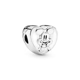 Disney Mickey silver heart clip with white enamel