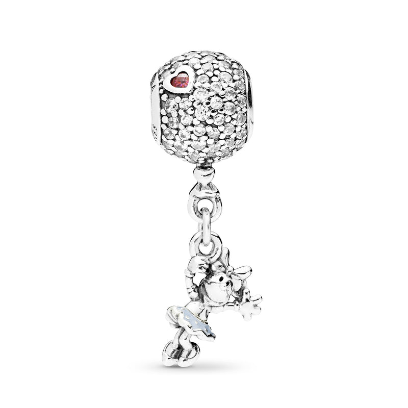 Disney Minnie silver charm with clear, red cubic zirconia and blue enamel