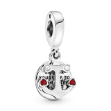 Anchor silver dangle with silver and red enamel and white crystal pearl