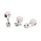 Balloon and elephant silver charm with pink enamel and royal purple crystal