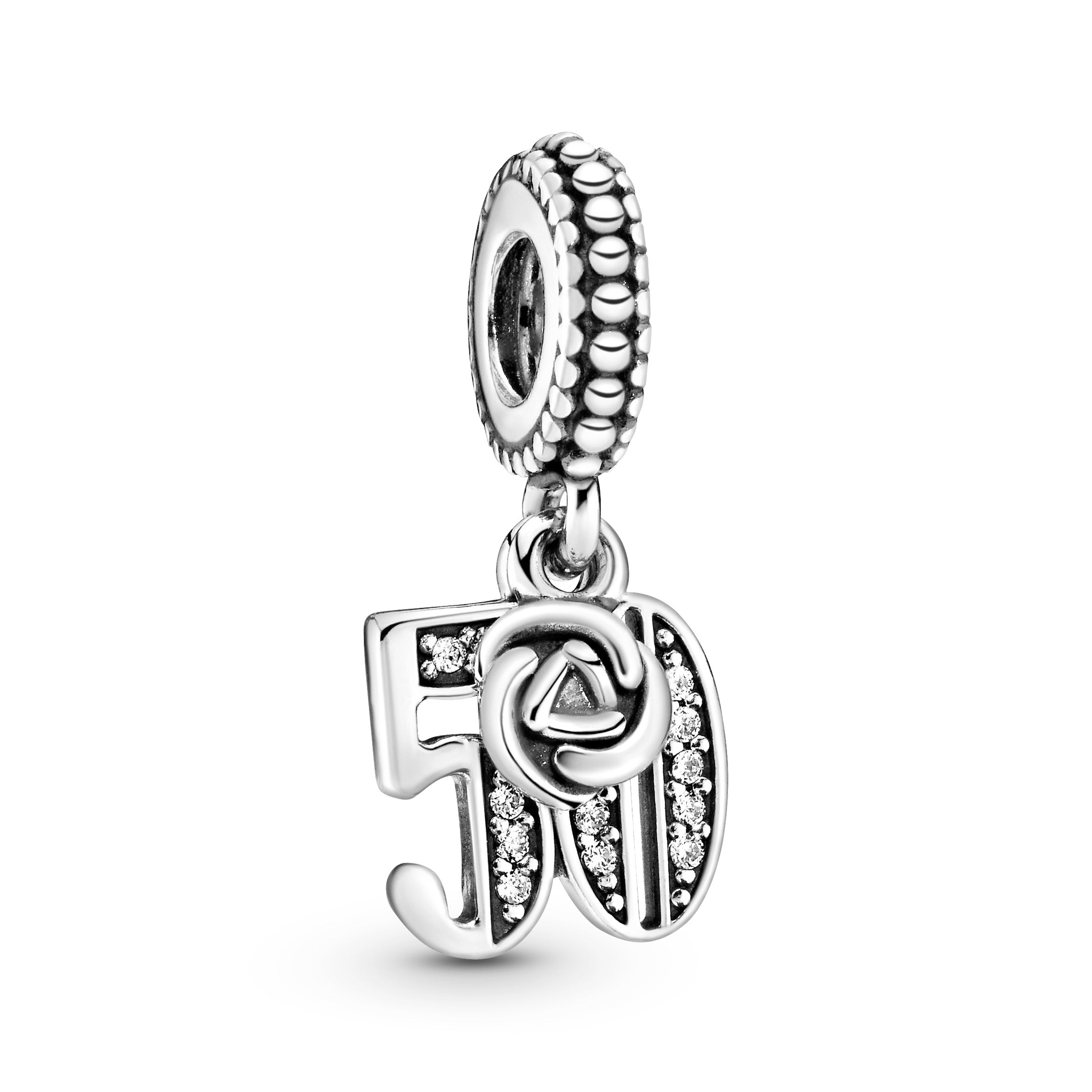 50 silver dangle with clear cubic zirconia