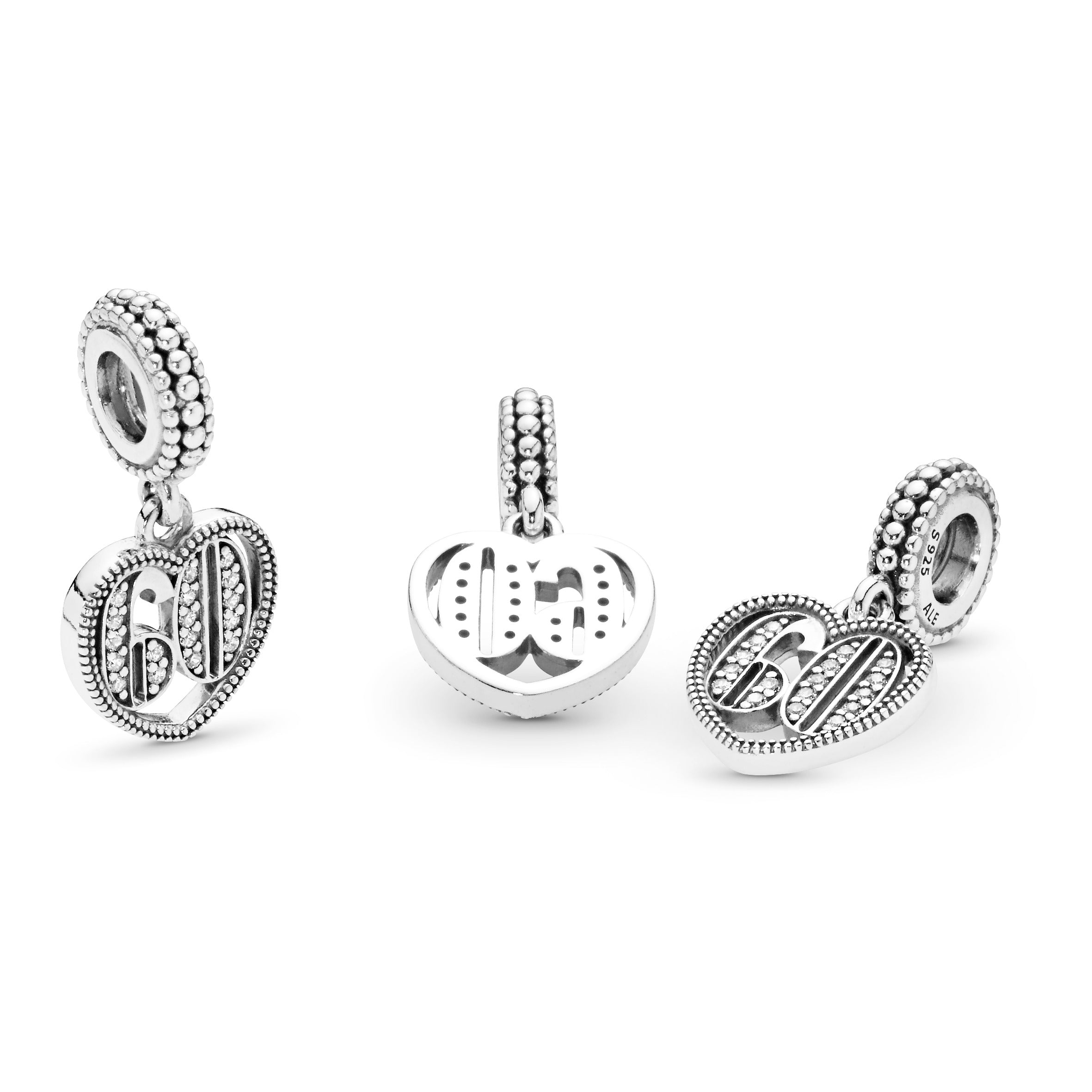60 silver dangle with clear cubic zirconia