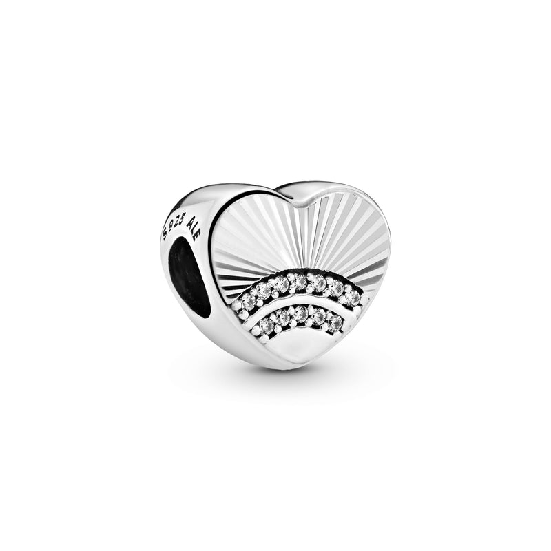 Heart silver charm with clear cubic zirconia
