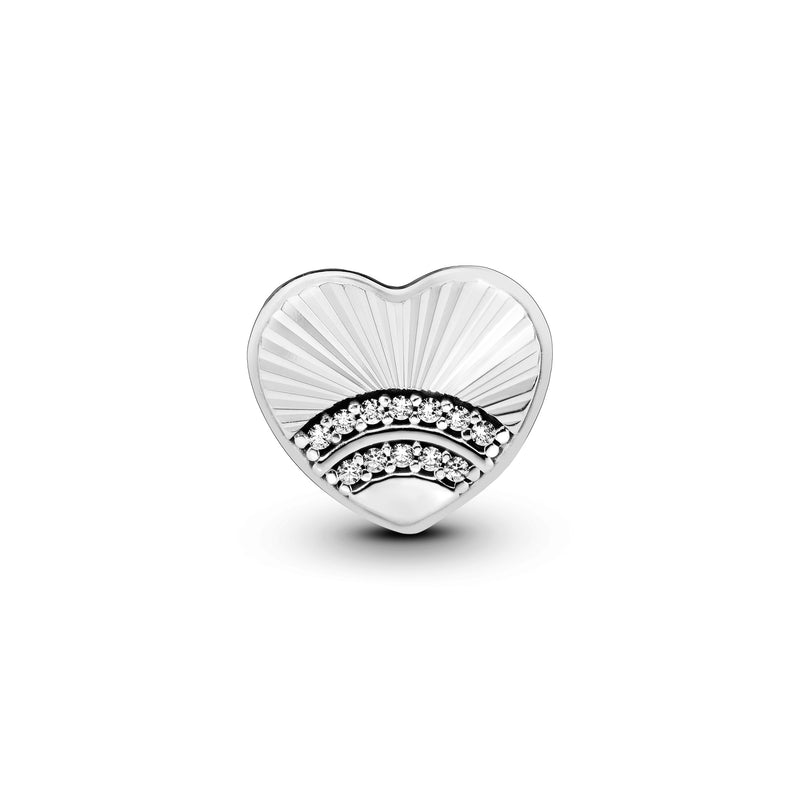 Heart silver charm with clear cubic zirconia