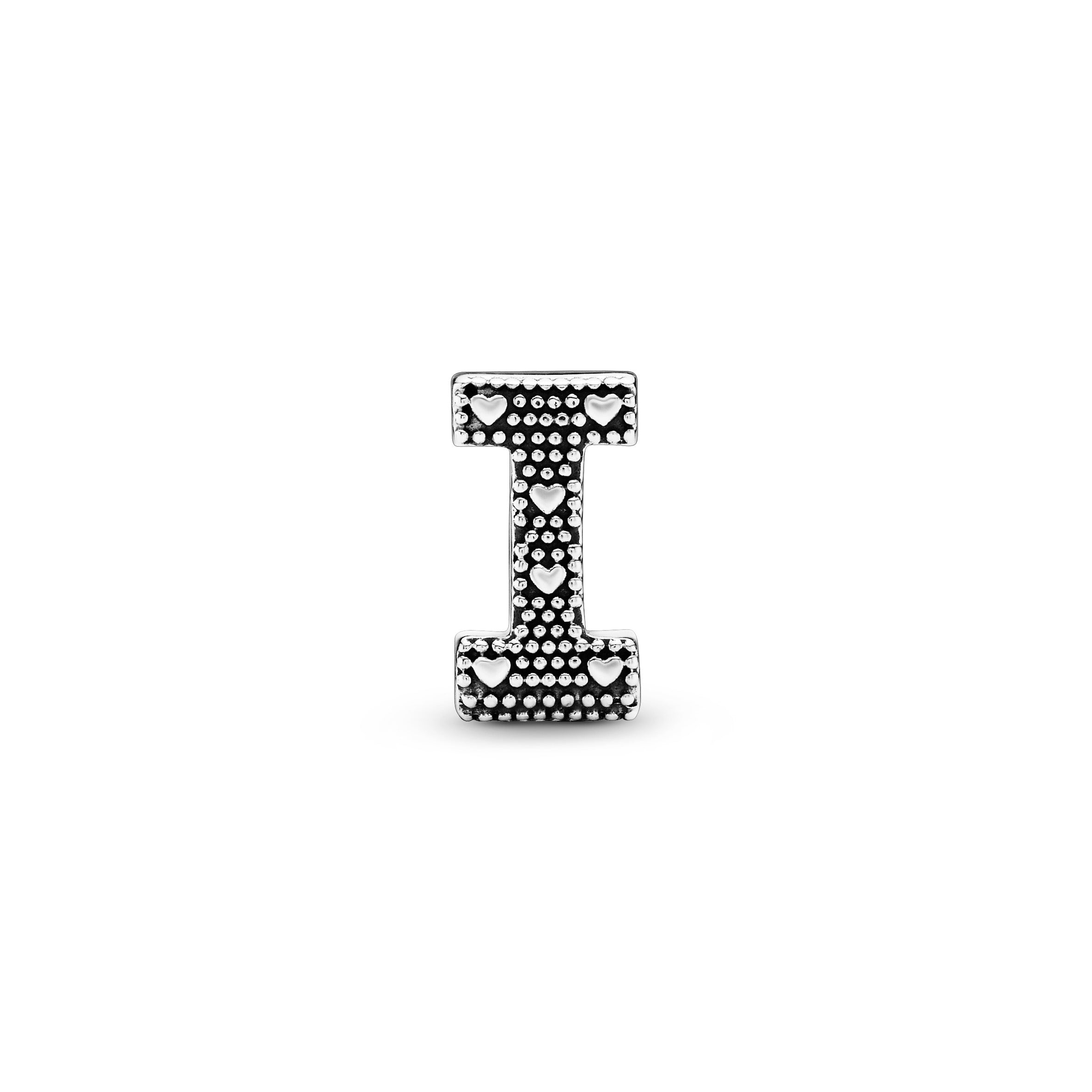 Letter I silver charm