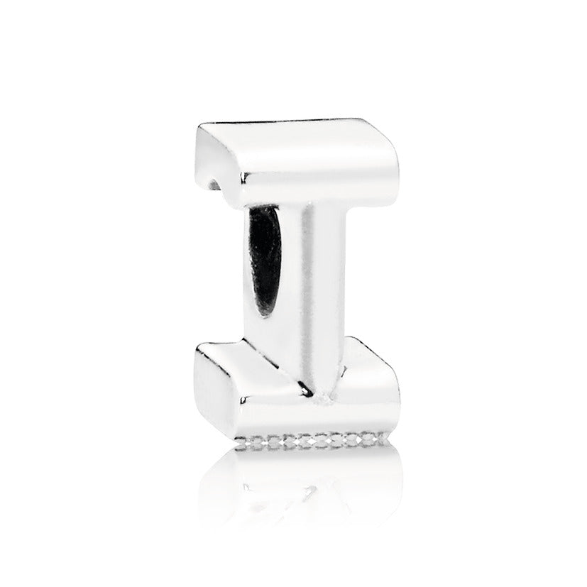 Letter I silver charm