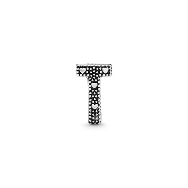 Letter T silver charm
