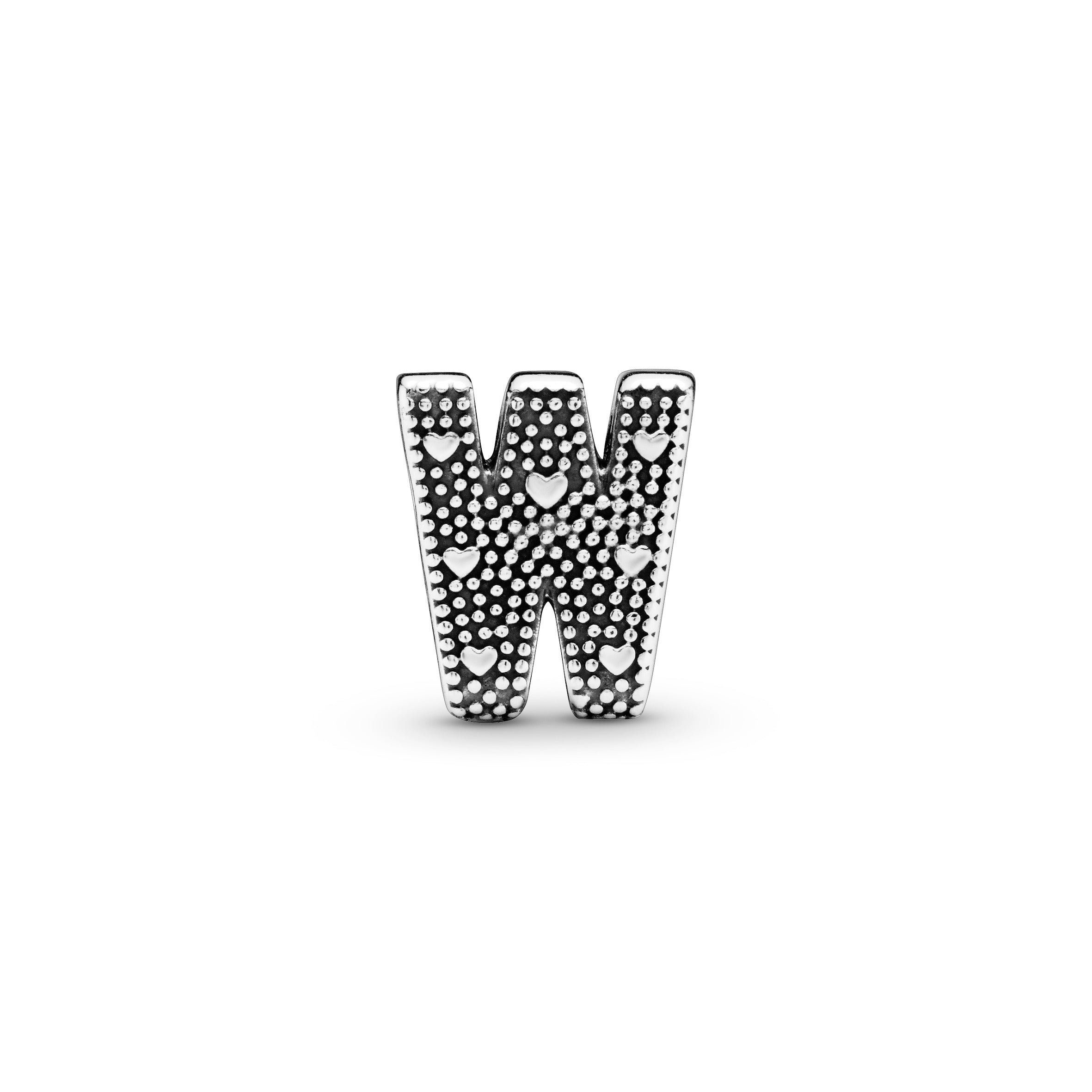 Letter W silver charm