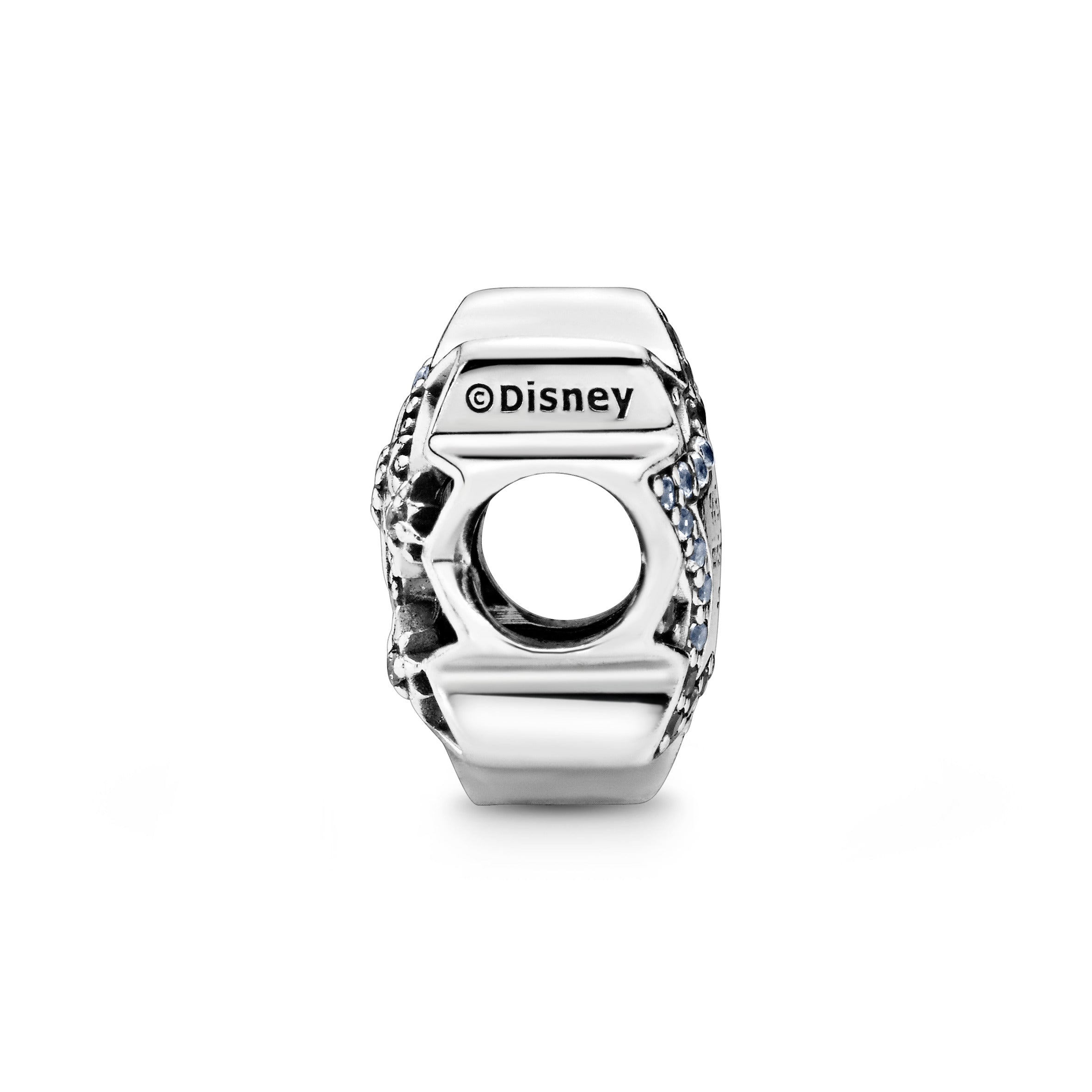 Disney star silver charm with light blue crystal and clear cubic zirconia