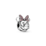 Disney Minnie silver clip with clear and fancy pink cubic zirconia
