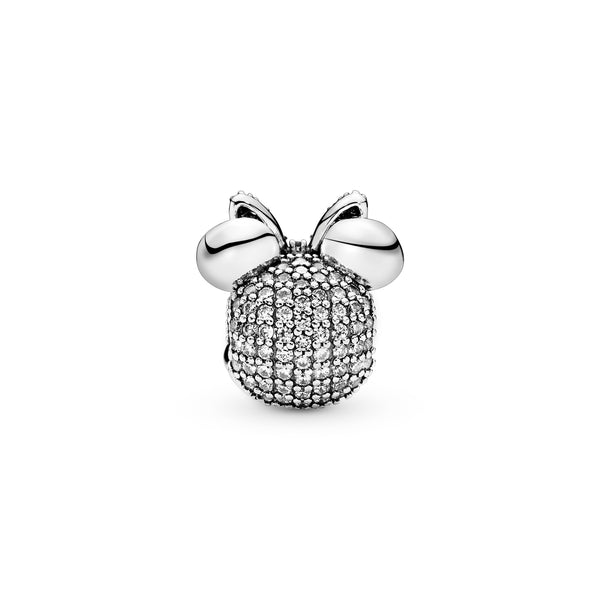 Disney Minnie silver clip with clear and fancy pink cubic zirconia