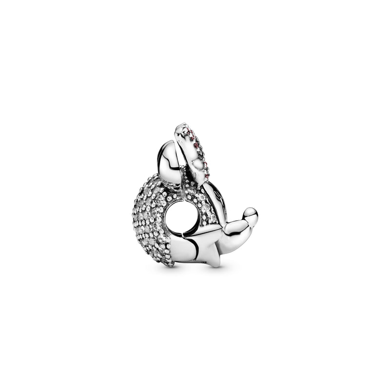Disney Minnie silver clip with clear and fancy pink cubic zirconia