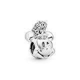 Disney Mickey silver charm with clear cubic zirconia