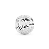 Merry Christmas silver charm with black enamel