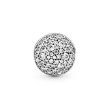 Abstract pave silver charm with clear cubic zirconia