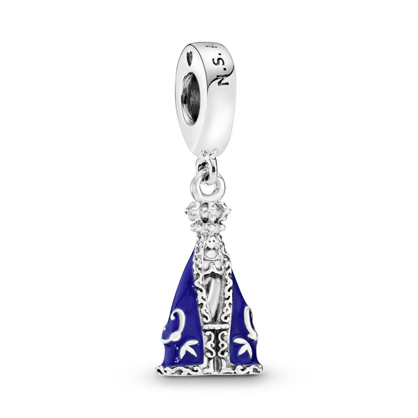 Nossa Senhora Aparecida silver dangle with blue enamel