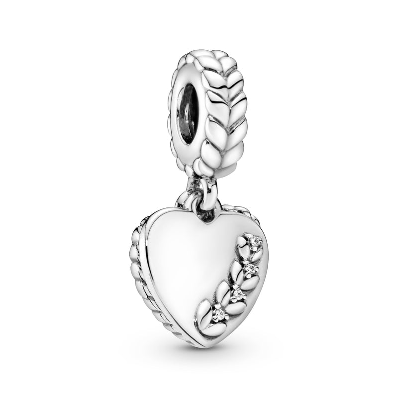 Heart seeds silver dangle with clear cubic zirconia