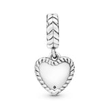 Heart seeds silver dangle with clear cubic zirconia