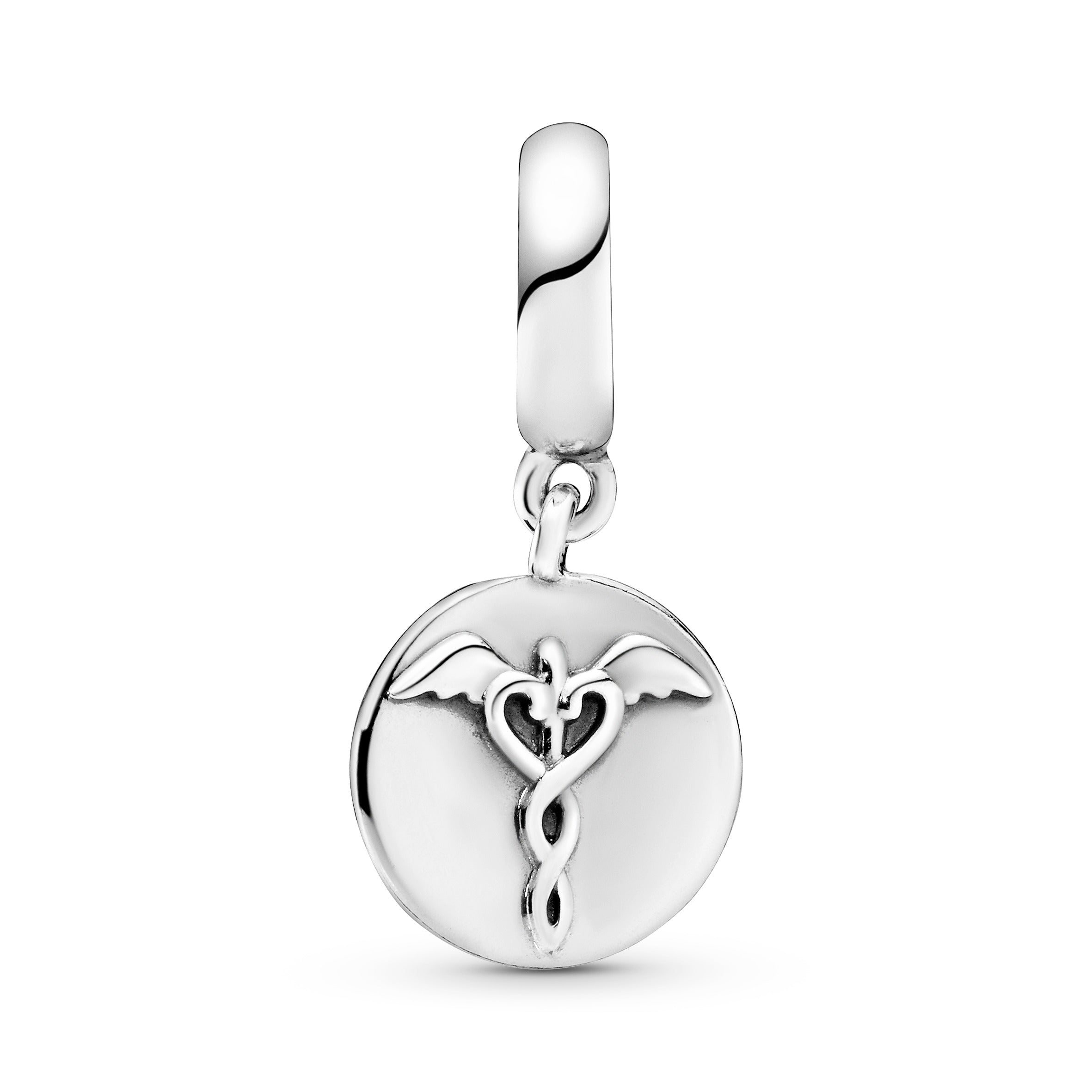 Stethoscope and nurse sign silver dangle with clear cubic zirconia