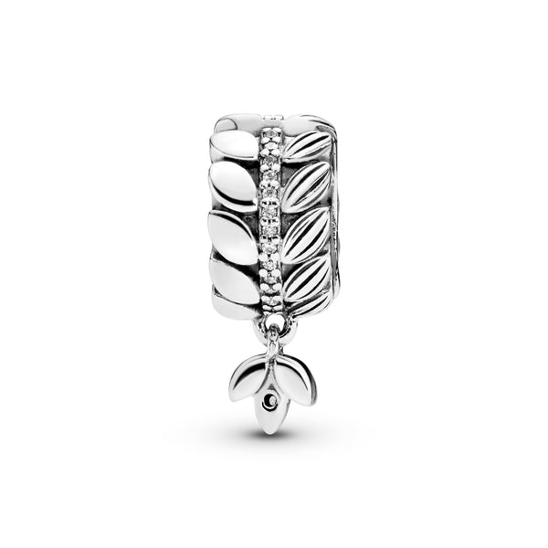 Seeds silver clip with clear cubic zirconia and purple enamel