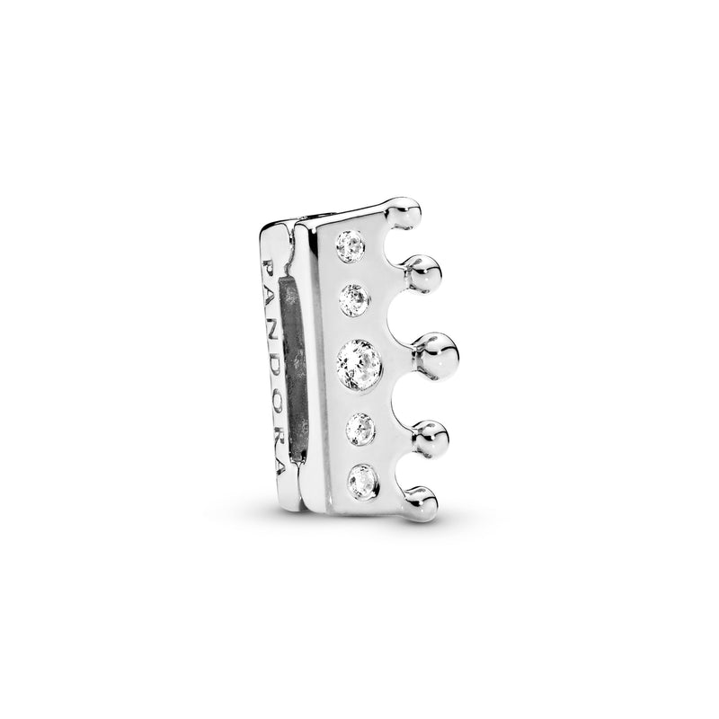 PANDORA Reflexions crown silver clip charm with clear cubic zirconia