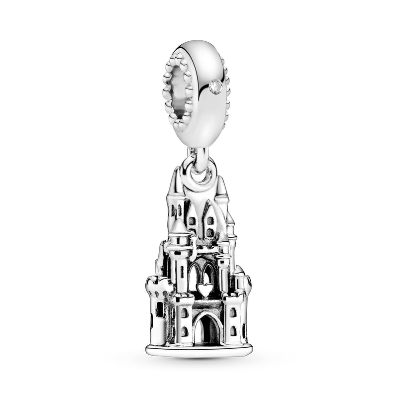 Castle silver dangle with clear cubic zirconia