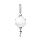 Regal pattern key openable silver dangle with clear cubic zirconia