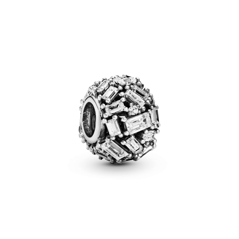 Ice cube silver charm with clear cubic zirconia