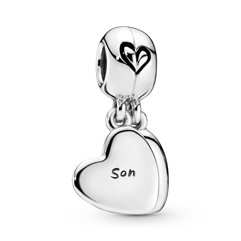 Mother and son splitable silver dangle with black enamel