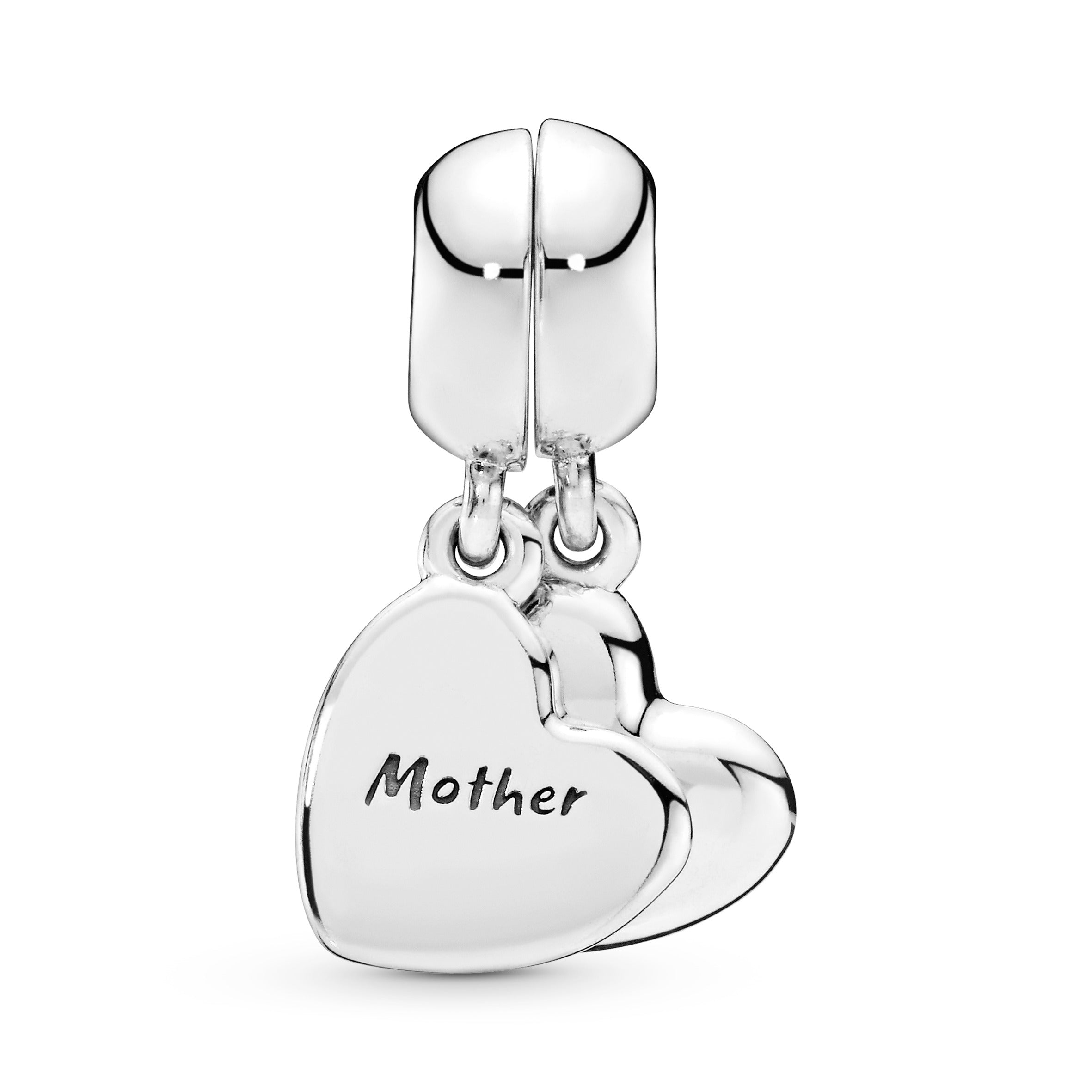 Mother and son splitable silver dangle with black enamel