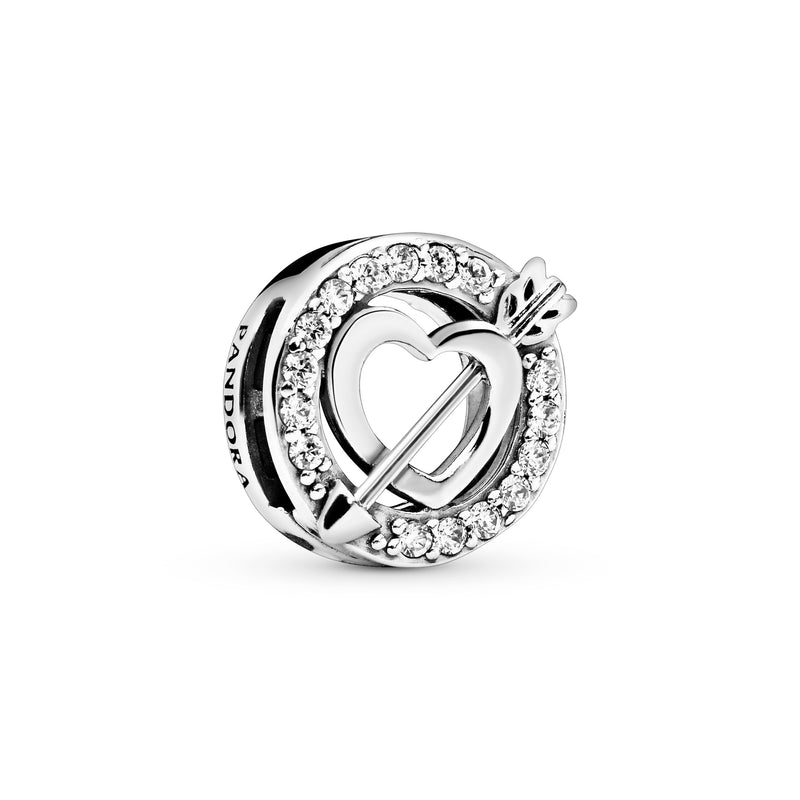 PANDORA Reflexions heart and arrow silver clip charm with clear cubic zirconia