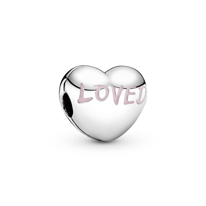 Heart silver clip with pink enamel