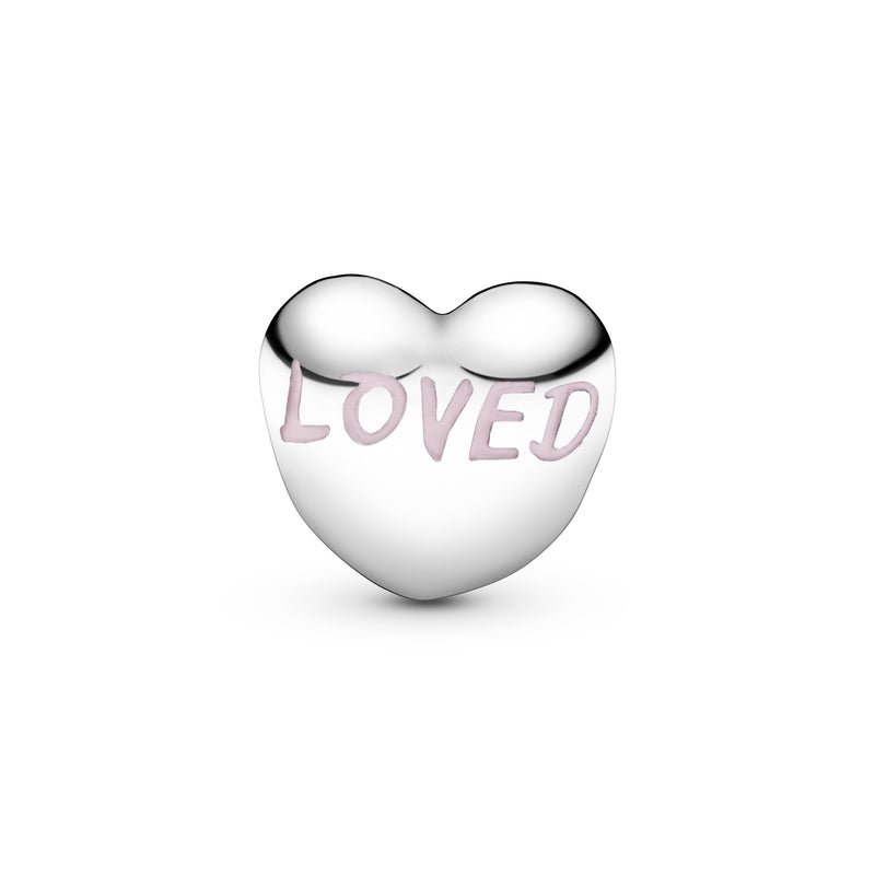Heart silver clip with pink enamel