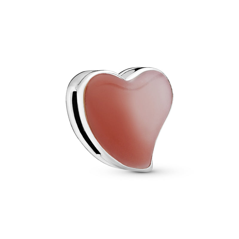 PANDORA Reflexions heart silver clip charm with shaded pink enamel