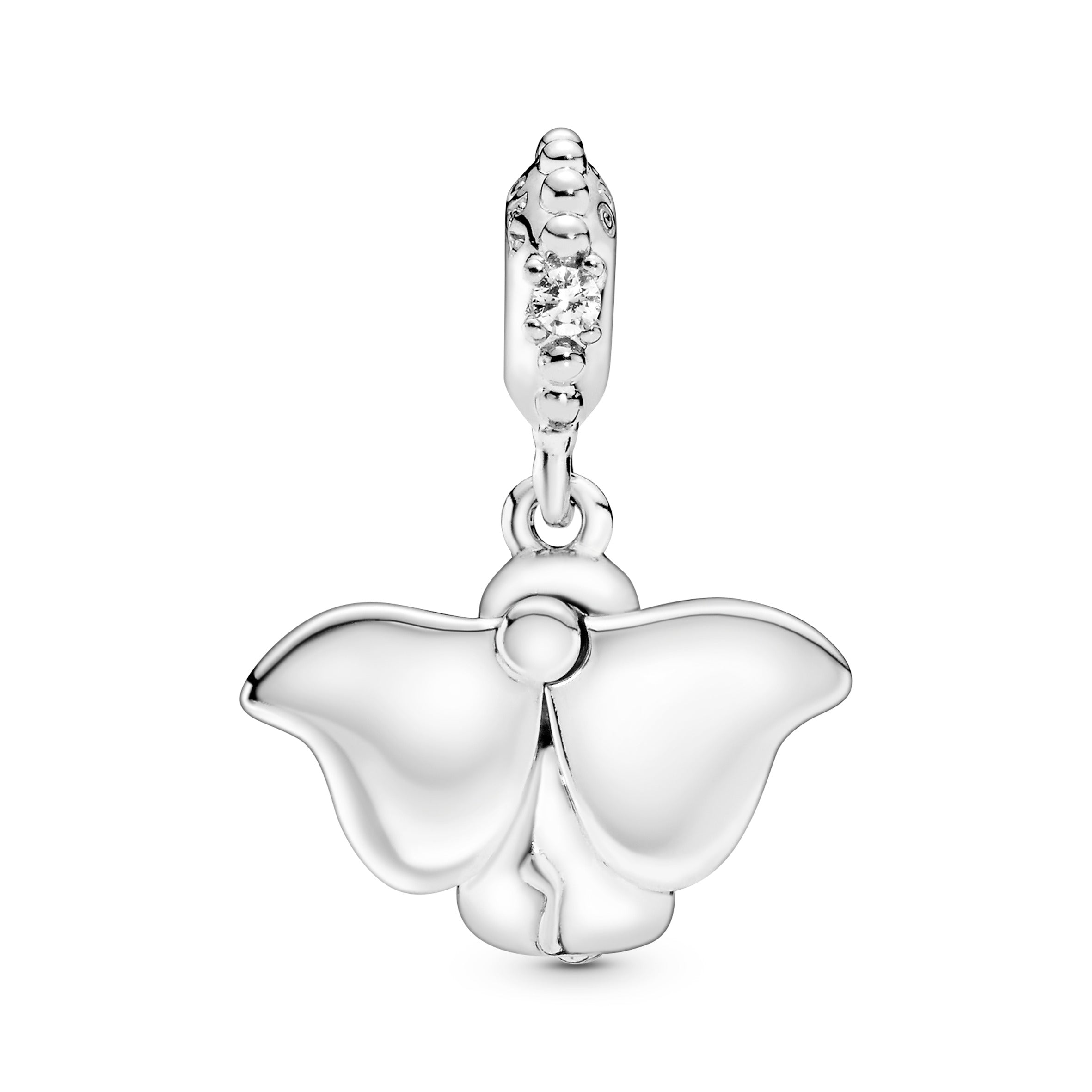 Disney Dumbo silver dangle with clear cubic zirconia and blue enamel