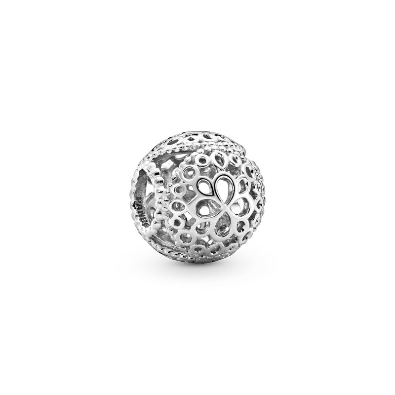 Openwork flower silver charm