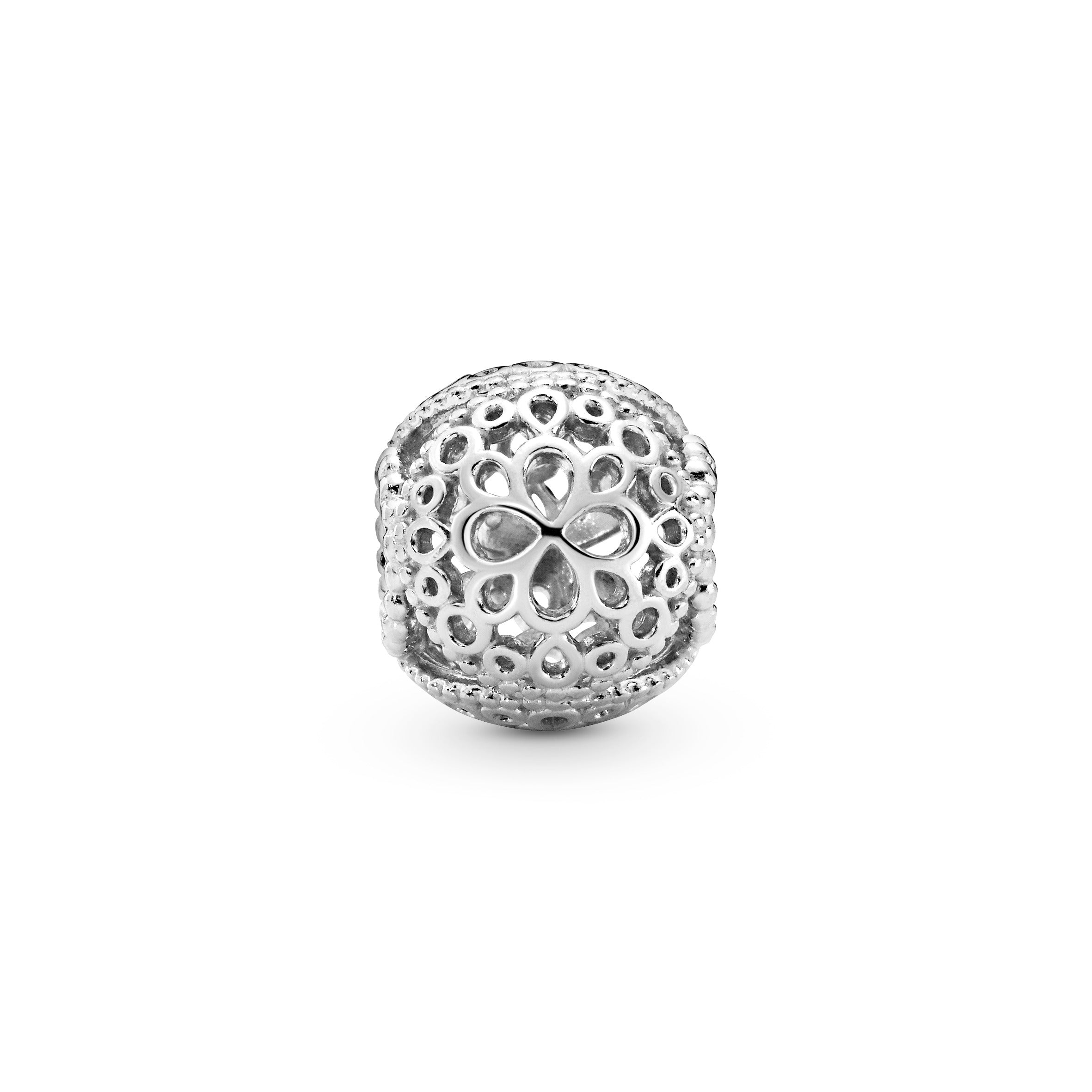 Openwork flower silver charm