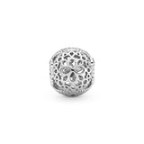 Openwork flower silver charm