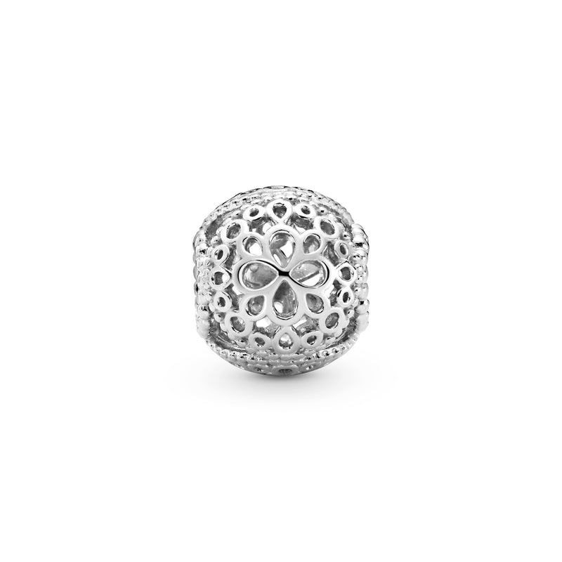 Openwork flower silver charm