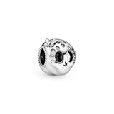 Skull silver charm with clear cubic zirconia