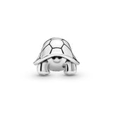 Turtle silver charm with clear cubic zirconia