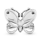 Oversized butterfly silver charm with clear cubic zirconia