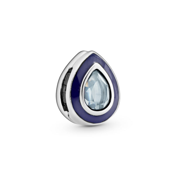 Pandora Reflexions drop silver clip charm with moonlight blue crystal and blue enamel