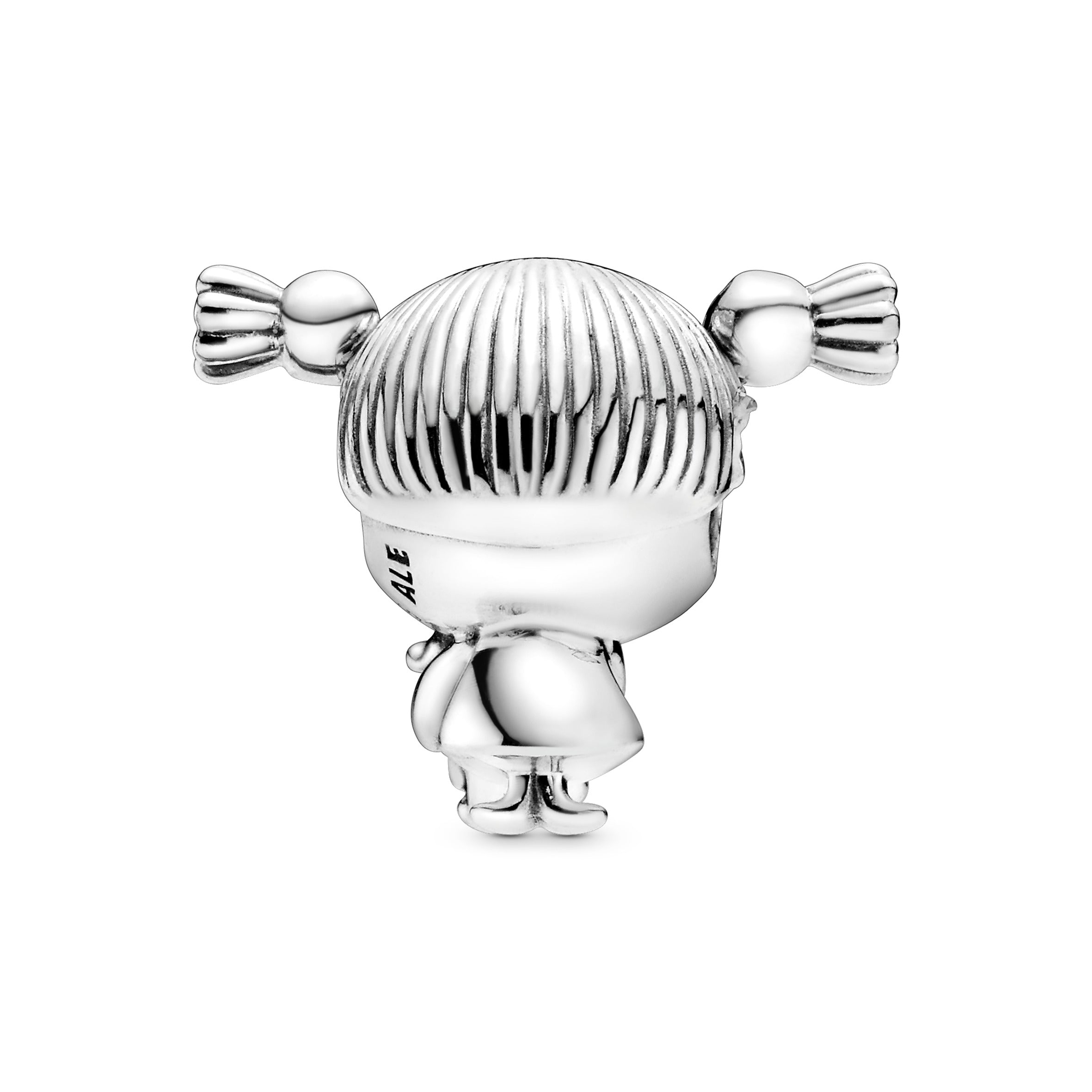 Girl silver charm with pink enamel