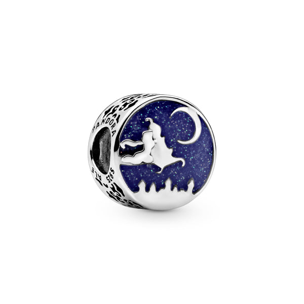 Disney Aladdin and Jasmine silver charm with blue enamel