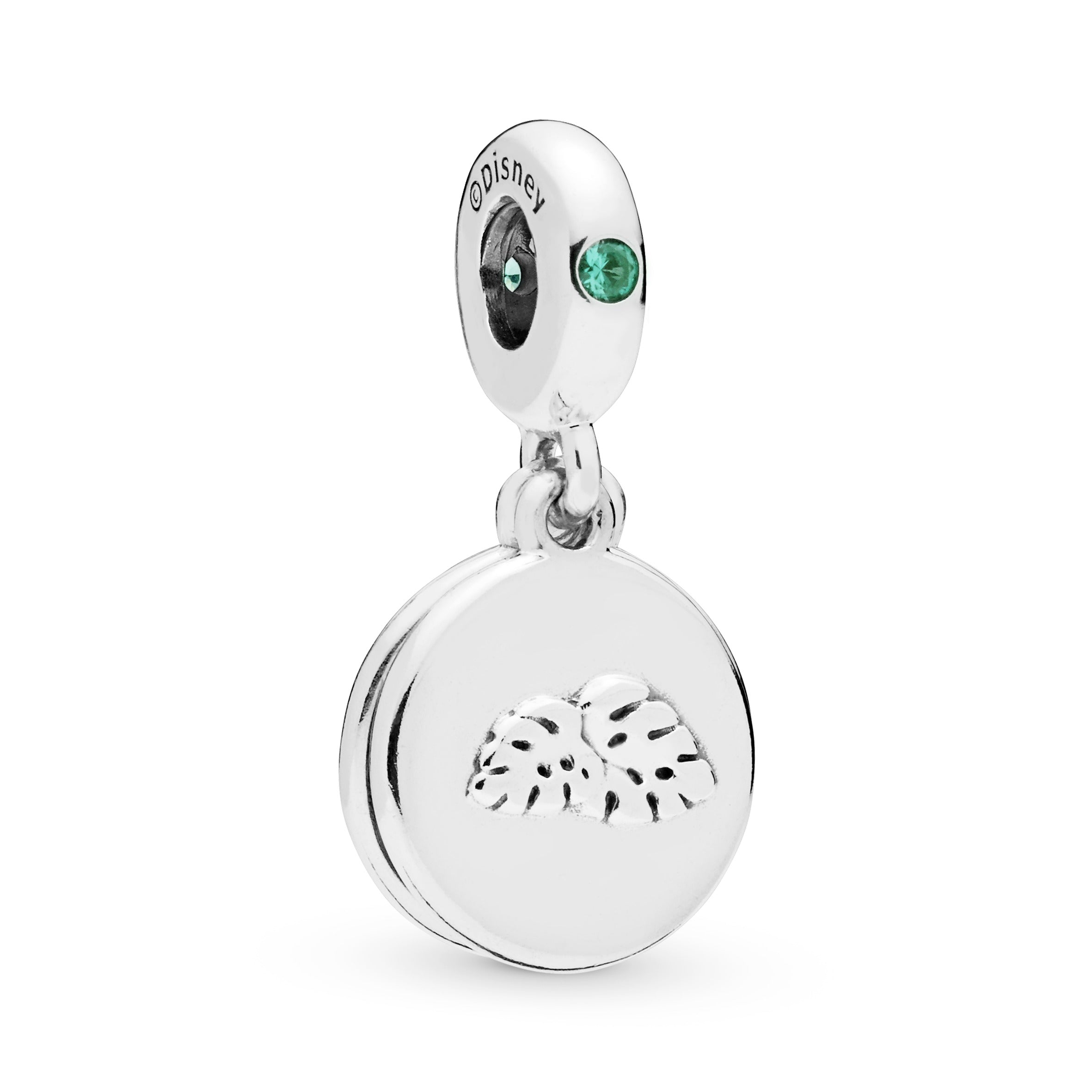 Disney Simba, Pumbaa and Timon silver dangle with royal green crystal and green enamel