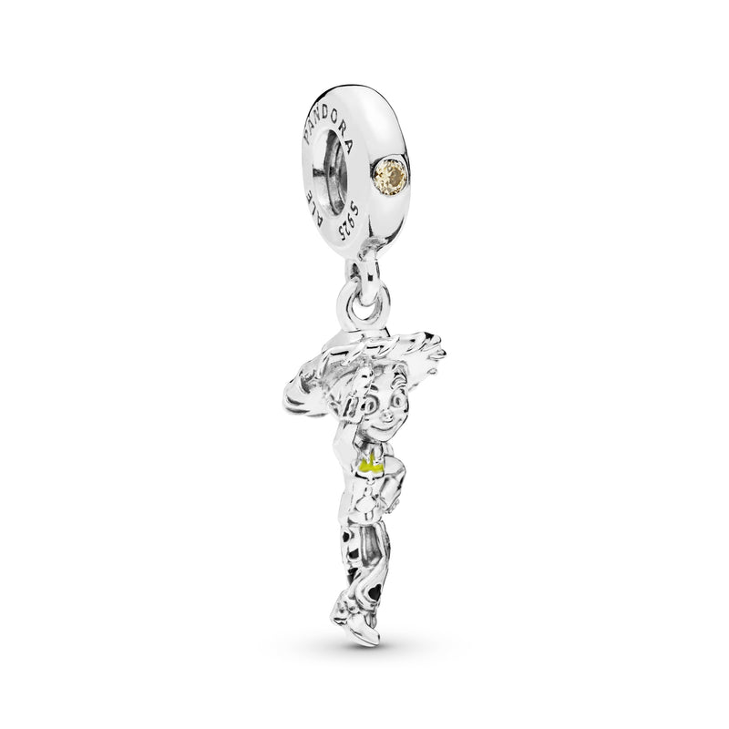Disney Jessie silver dangle with golden coloured cubic zirconia, black and yellow enamel