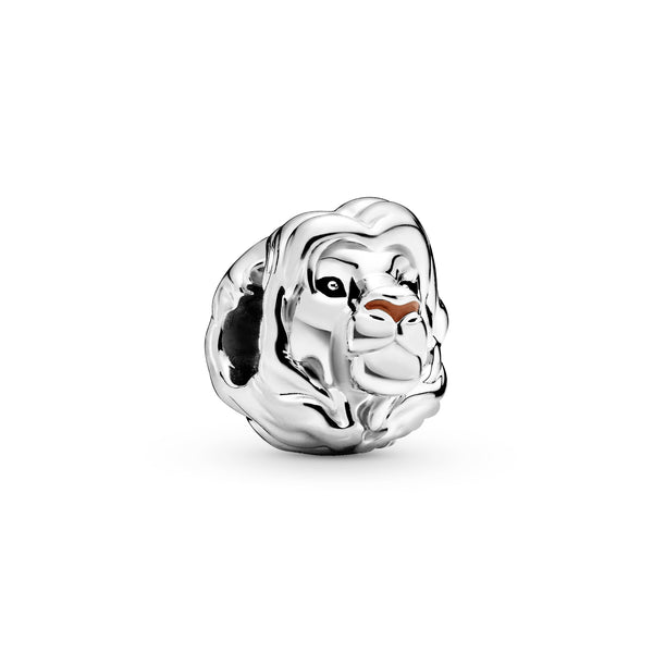 Disney Simba silver charm with black and brown enamel