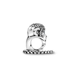 Monkey silver charm with clear and teal cubic zirconia